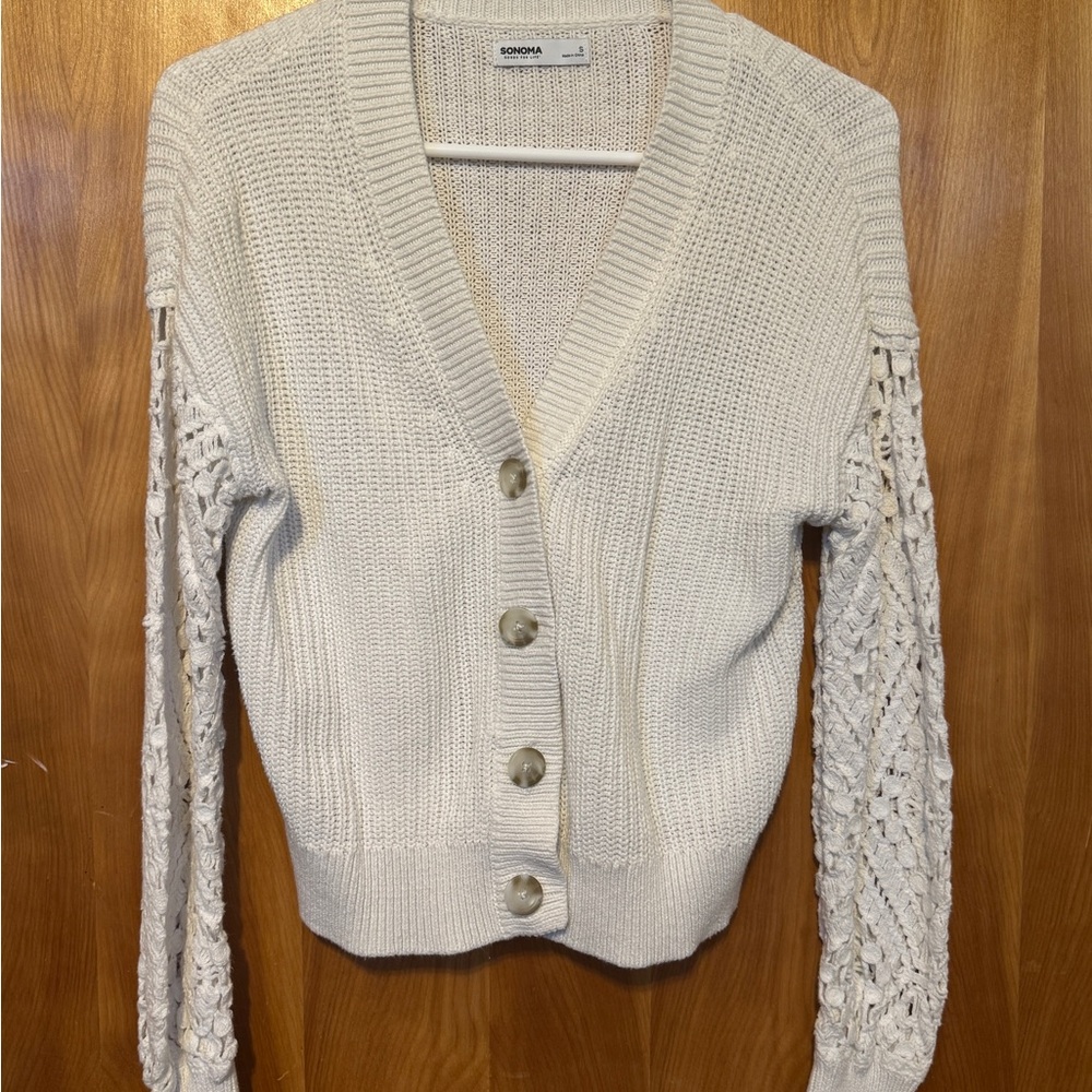 Sonoma Cream Cardigan with Lace Detail